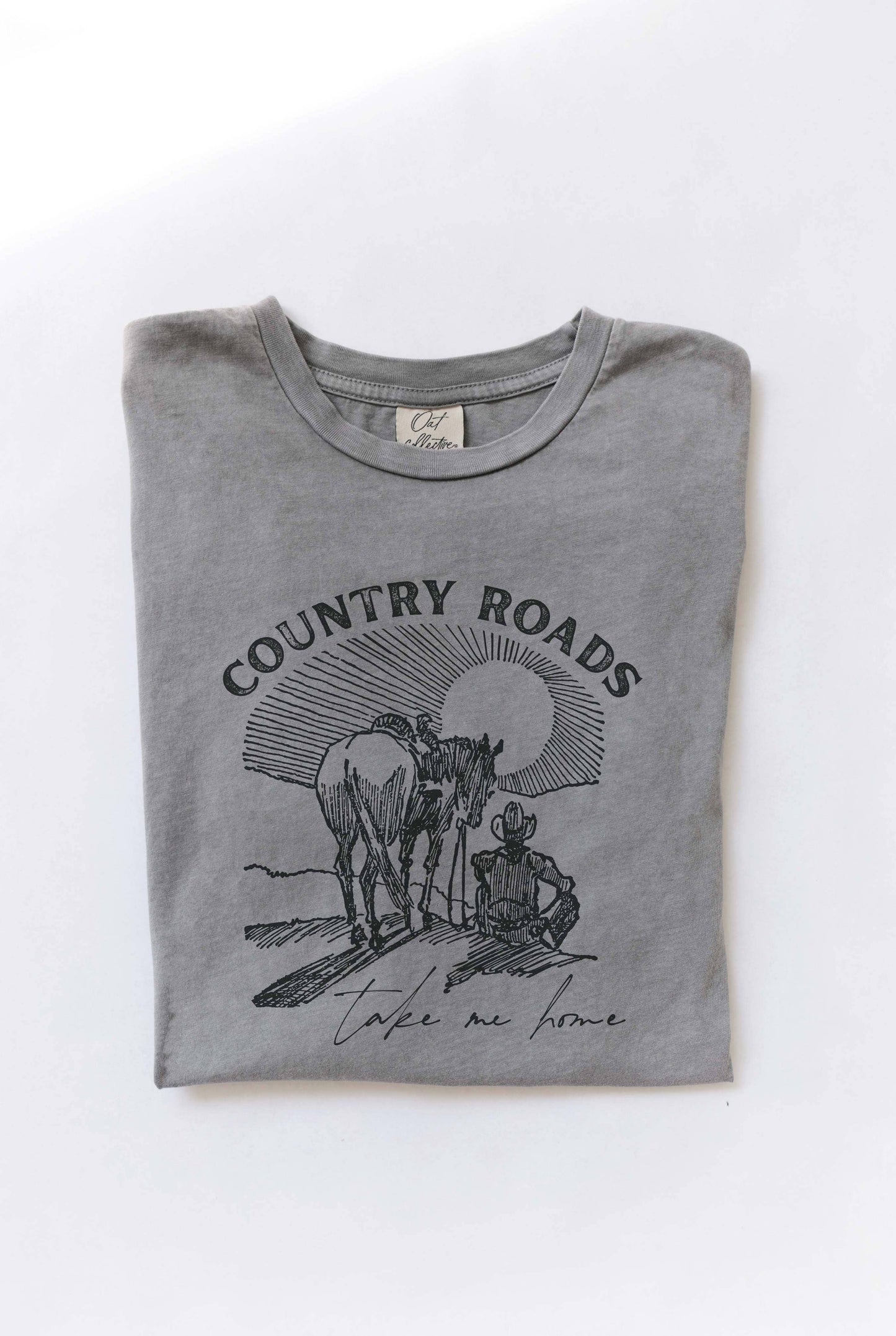 MINERAL WASHED GRAPHIC TEE - COUNTRY ROADS TAKE ME HOME