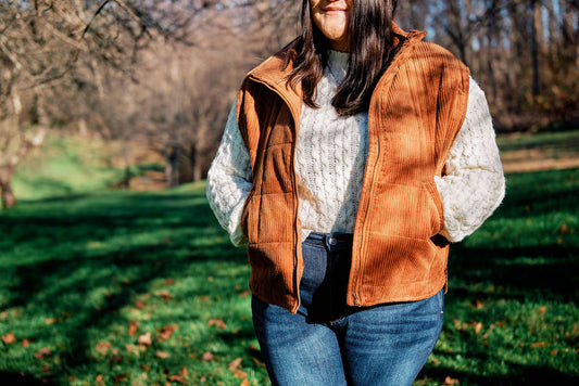 CORDUROY QUILTED PUFFER VEST