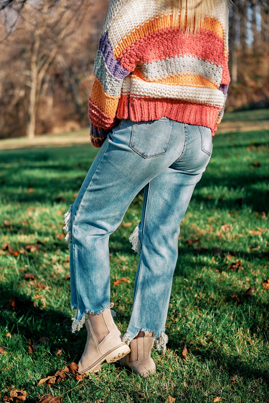 OPEN FRONT CHUNKY KNIT STRIPED CARDIGAN