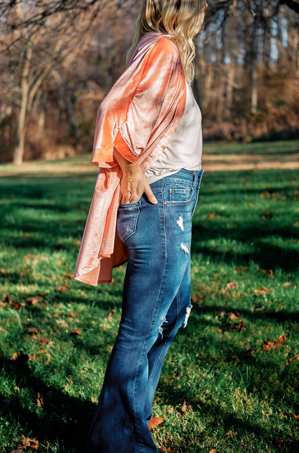 PINK VELVET WIDE SLEEVE KIMONO