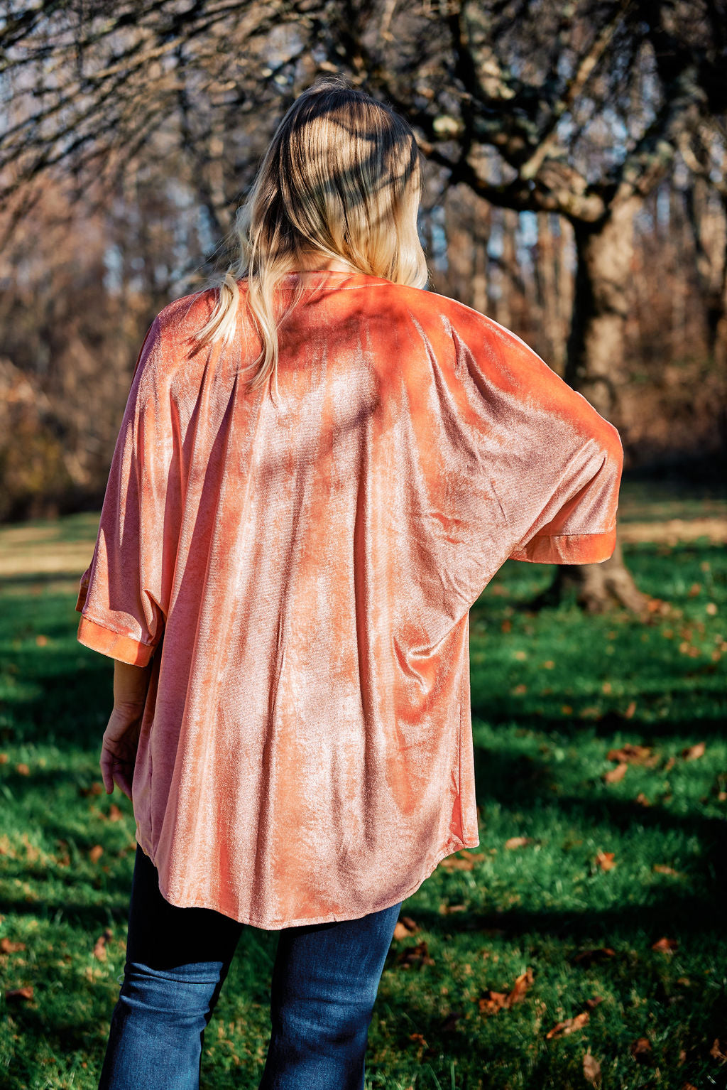 PINK VELVET WIDE SLEEVE KIMONO