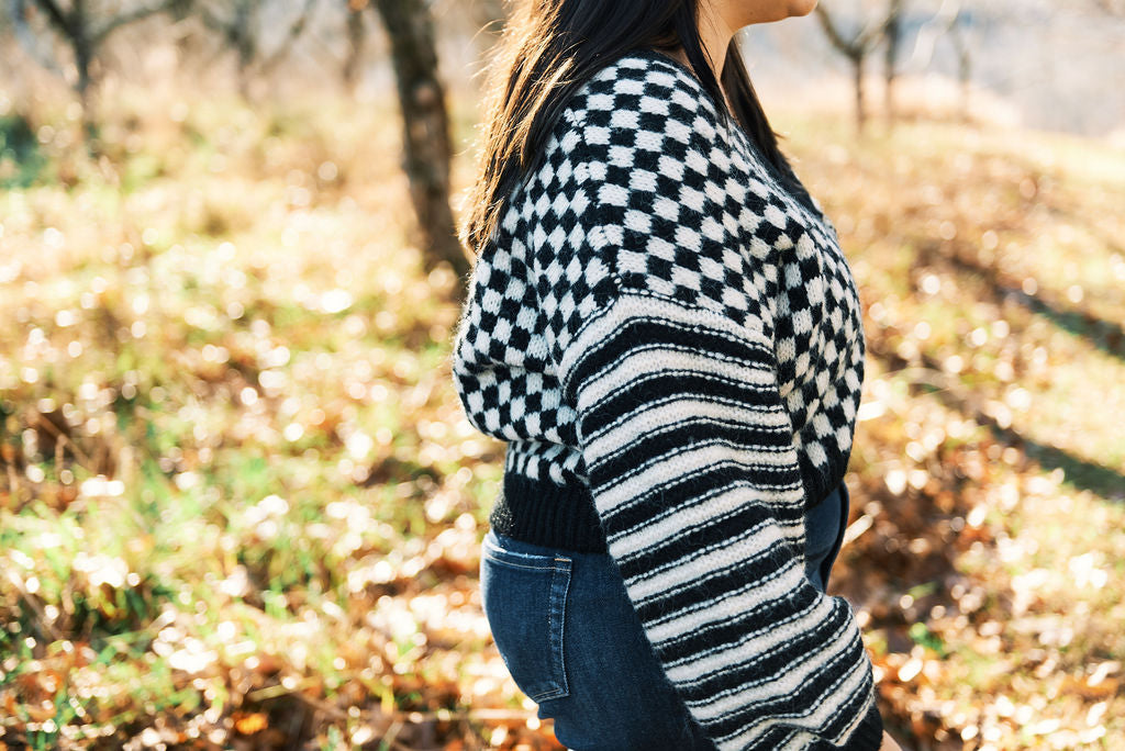 STRIPED AND CHECKERED CARDIGAN