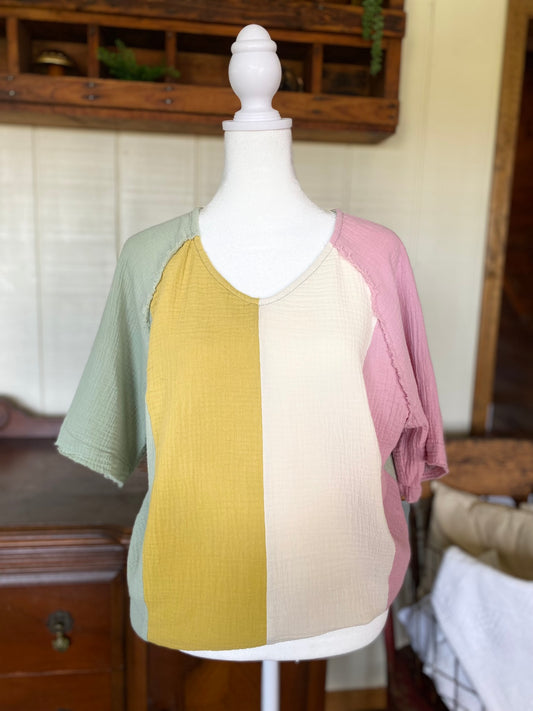 VINTAGE EDGE WASHED COLORBLOCK TOP